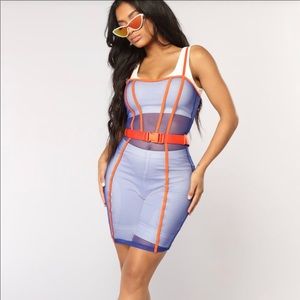 Color block mesh dress